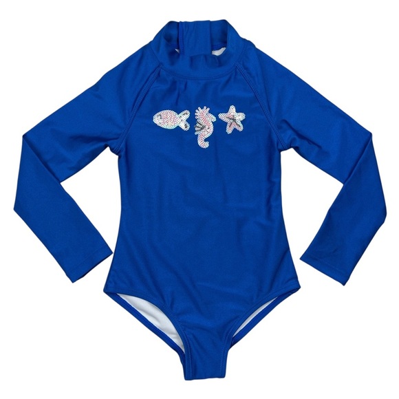 Cotton On Toddler Girl Lydia Beaded Sequin One Piece Long Sleeve Swimsuit Size 3 - Picture 1 of 6